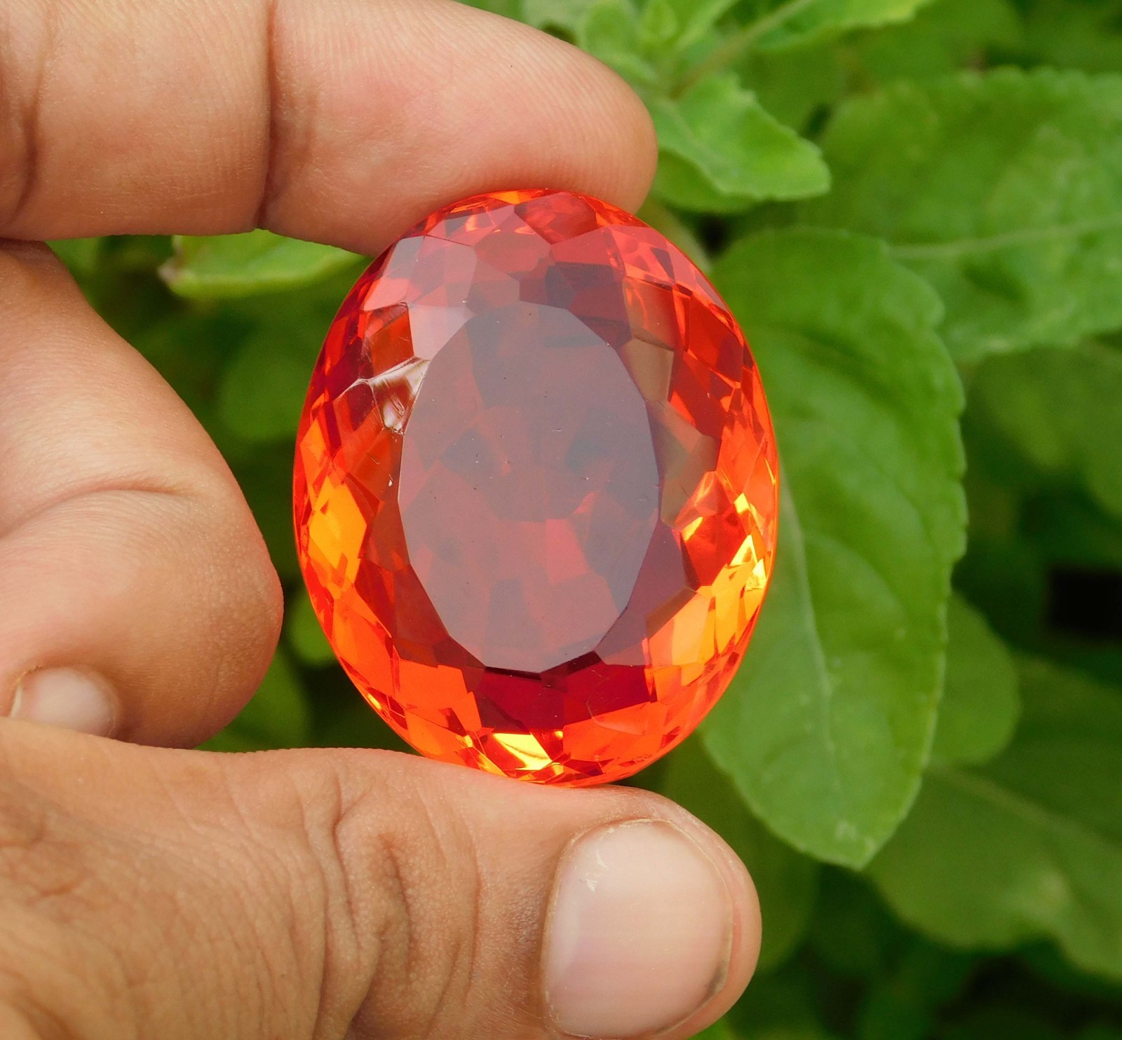 131.95Ct. Huge Natural Oval Cut Mexican Orange Fire Opal Loose Gemstone