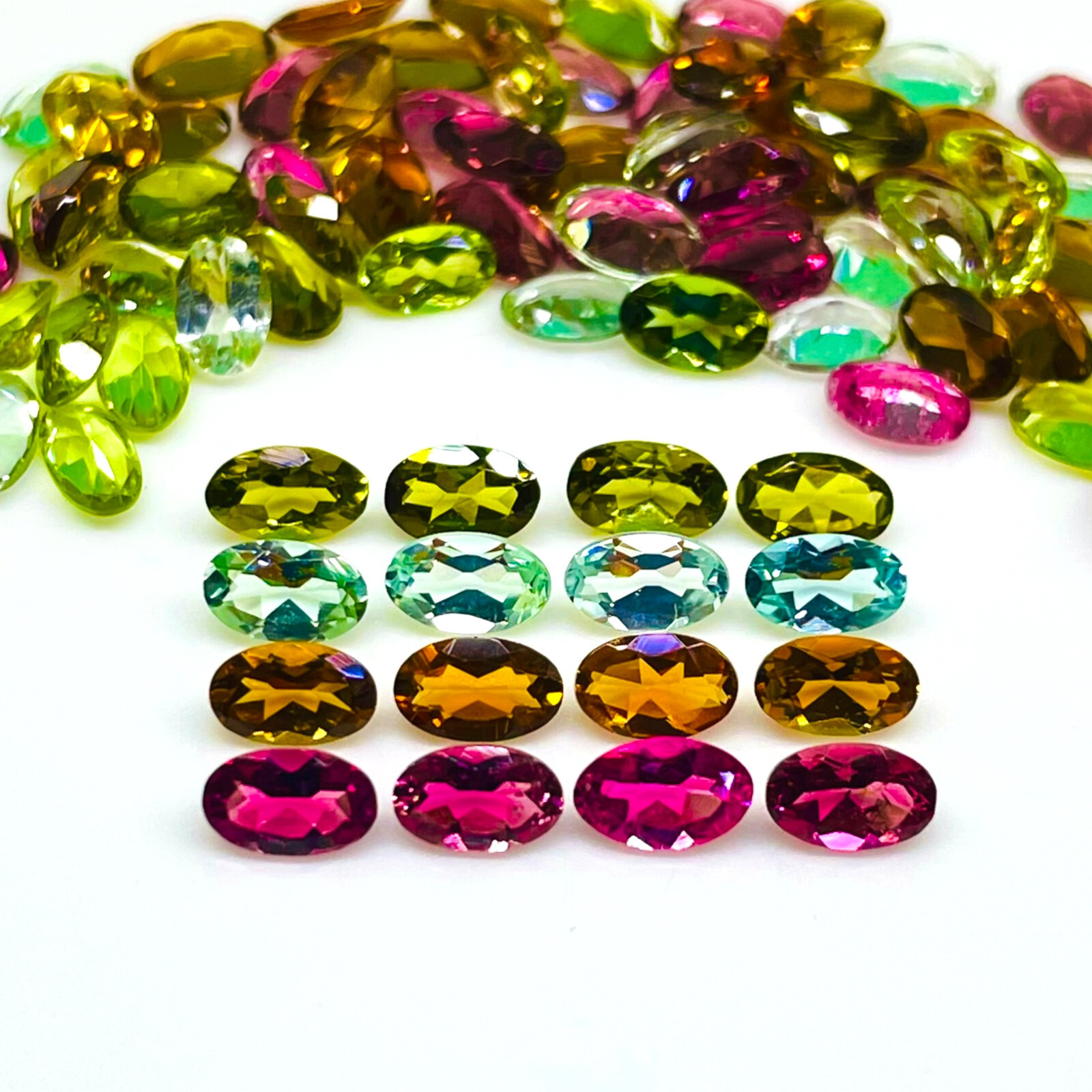 VVS 24 Pcs Natural Multi Tourmaline 5x3mm Oval Cut Loose Untreated Gemstones