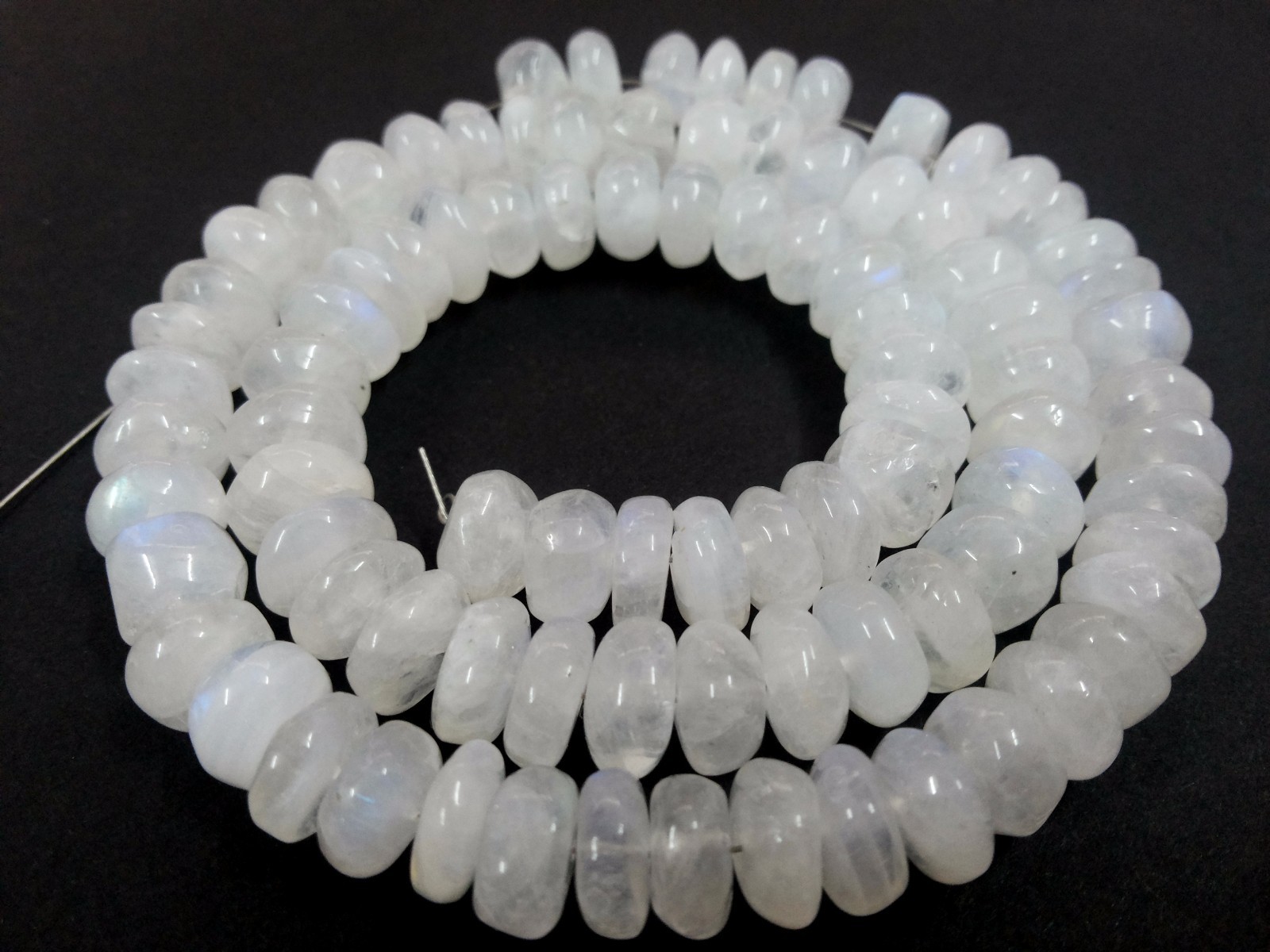 1 Strand Natural Rainbow Moonstone Rondelle Smooth 8-9mm Gemstone Beads 10″inch