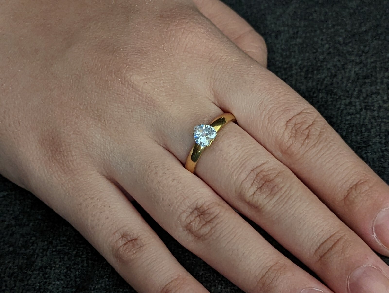 Gold Silver Color Crystal Geometric Simple Heart Ring For Women Girl Female Cute