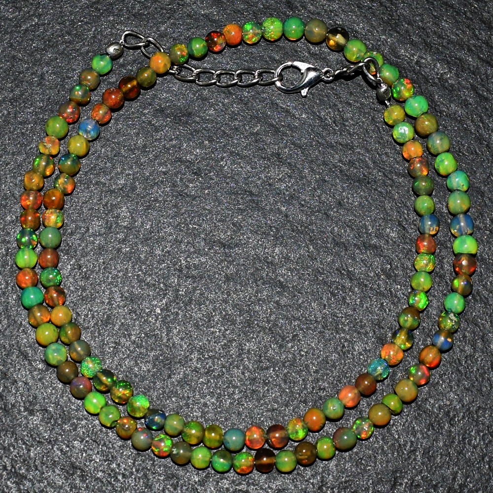 Top Grade Selling Amazing Ethiopian Opal 44.00 Cts Beaded Necklace VK 35 E593