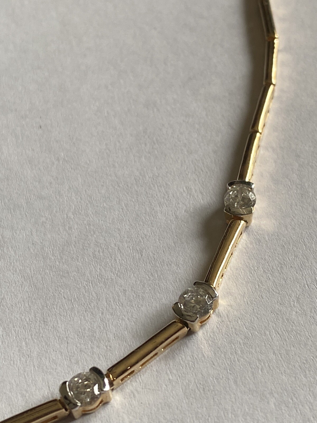 GOLD PLATED 925 STERLING SILVER CHAIN NECKLACE with SPARKLY CZCUBIC ZIRCONIA