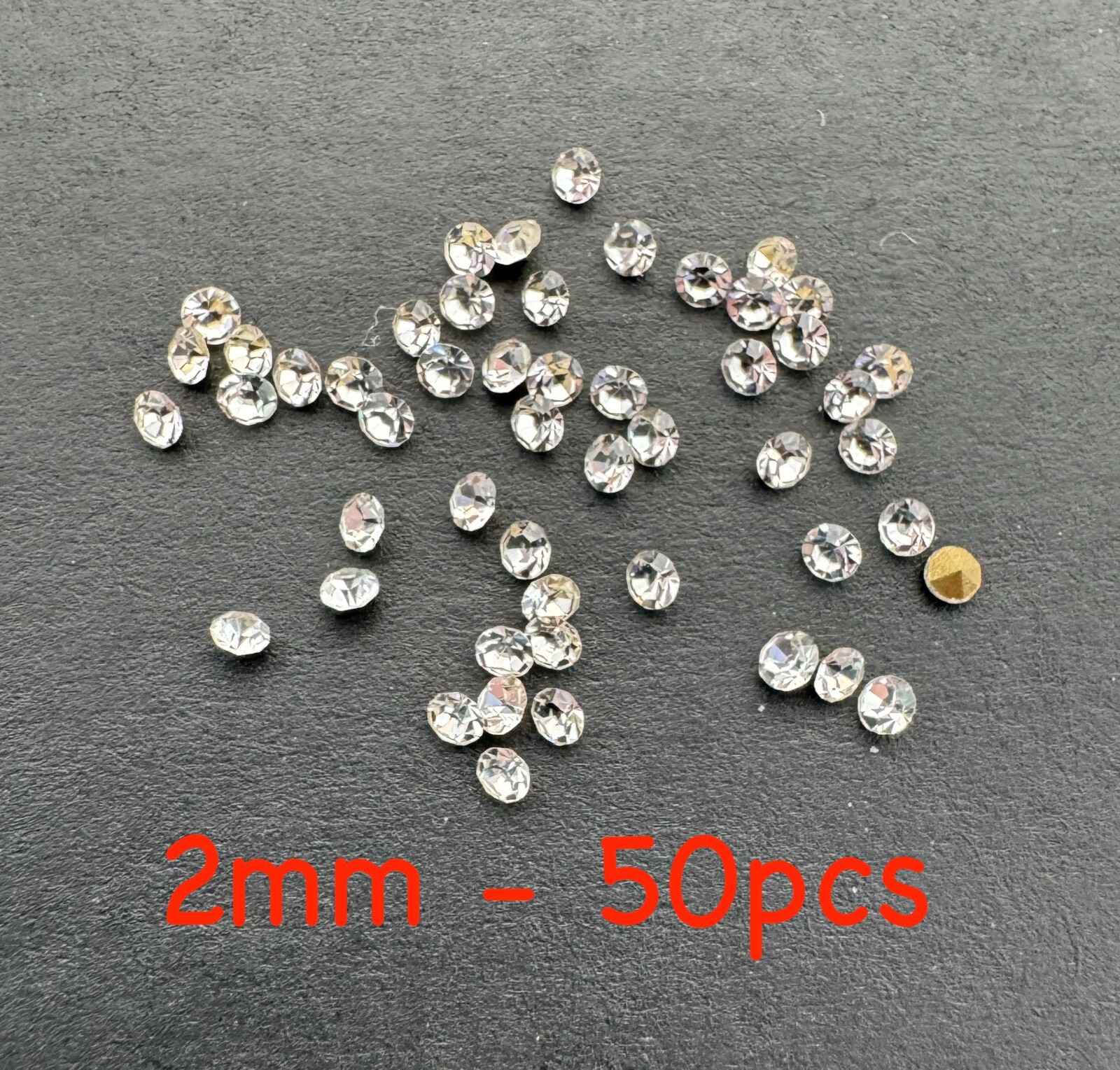 50 pcs 2mm 13pp Round Foil Back Crystal Rhinestones Jewerly Repair Artwork Craft