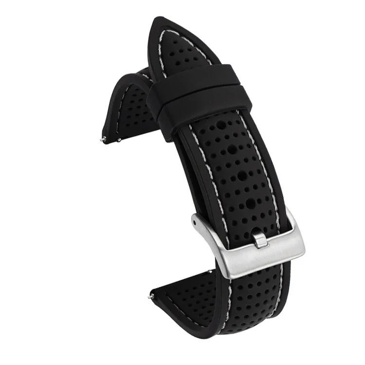 Universal Silicone Watch Band Strap Rubber Waterproof Men’s Black 19-24MM Hoop