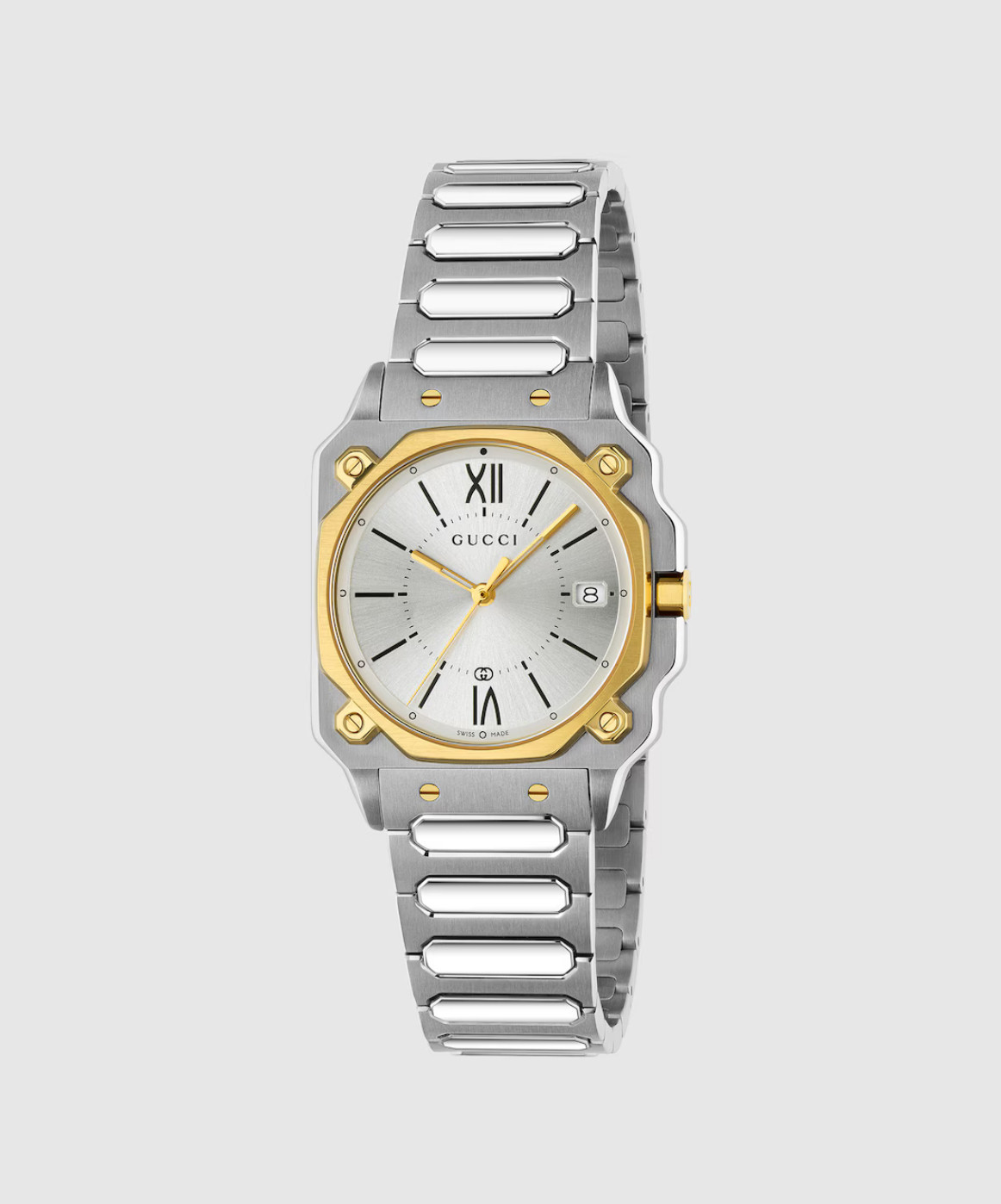 GUCCI G-Flat Quartz Stainless Steel 30MM Silver Dial Women’s Watch YA166506