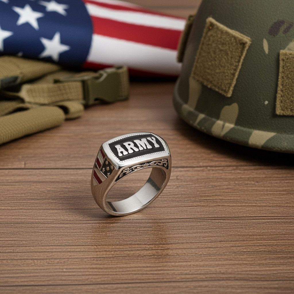 Unisex Stainless Steel ARMY Ring sizes 5 – 15 / 63