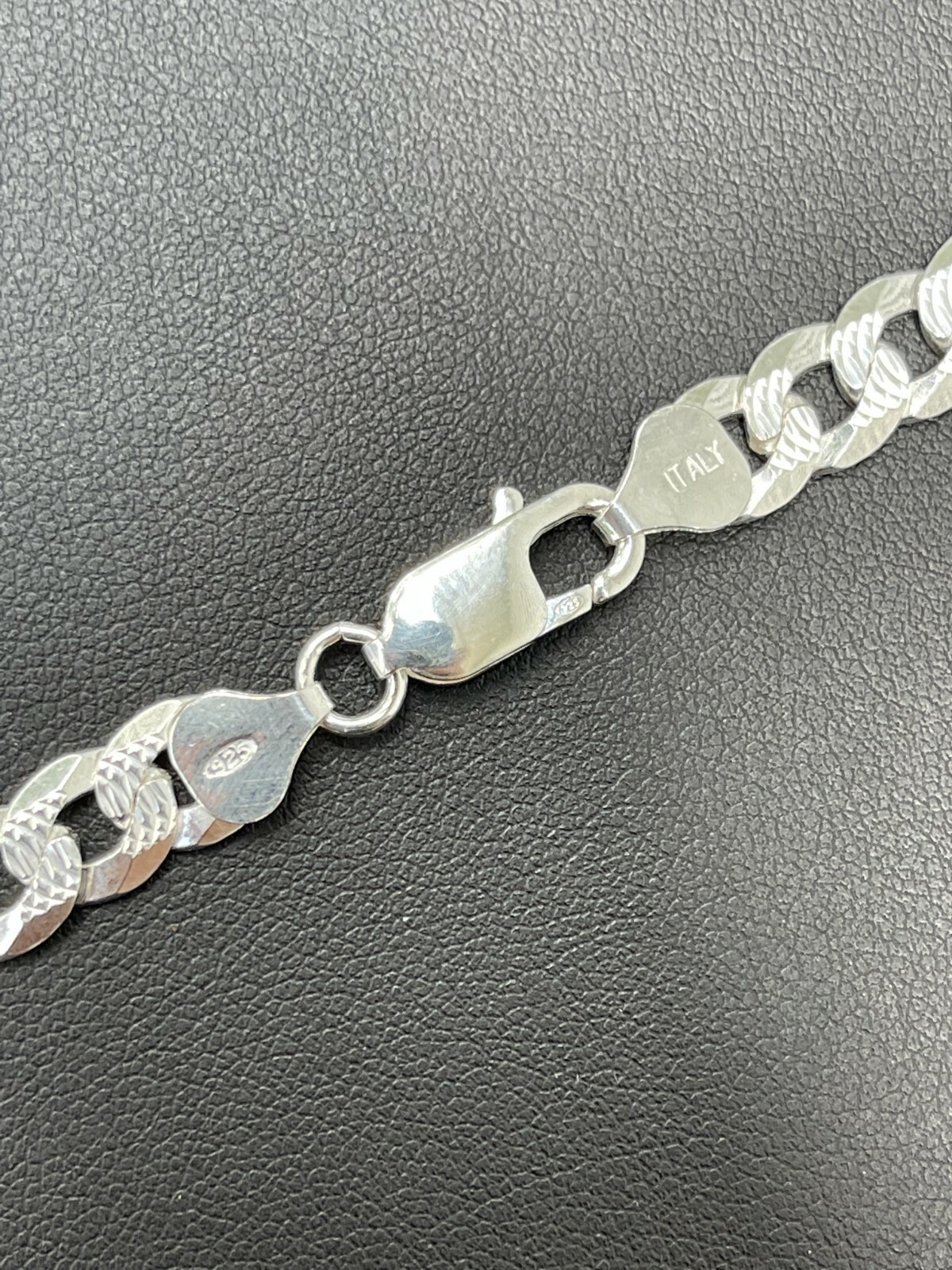 Cadena Cubana Miami Plana Diamantada Plata 925 Sólida Hombre Mujer 3-10.5mm