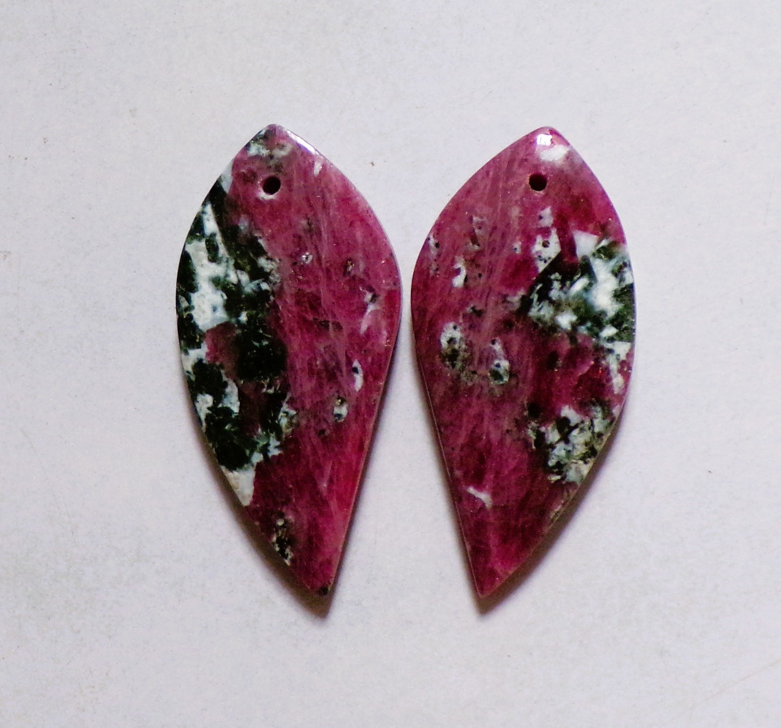 44.35 Cts Natural Ruby Zoisite Drilled Cabochon Match Pair Gemstone 35X16MM D98