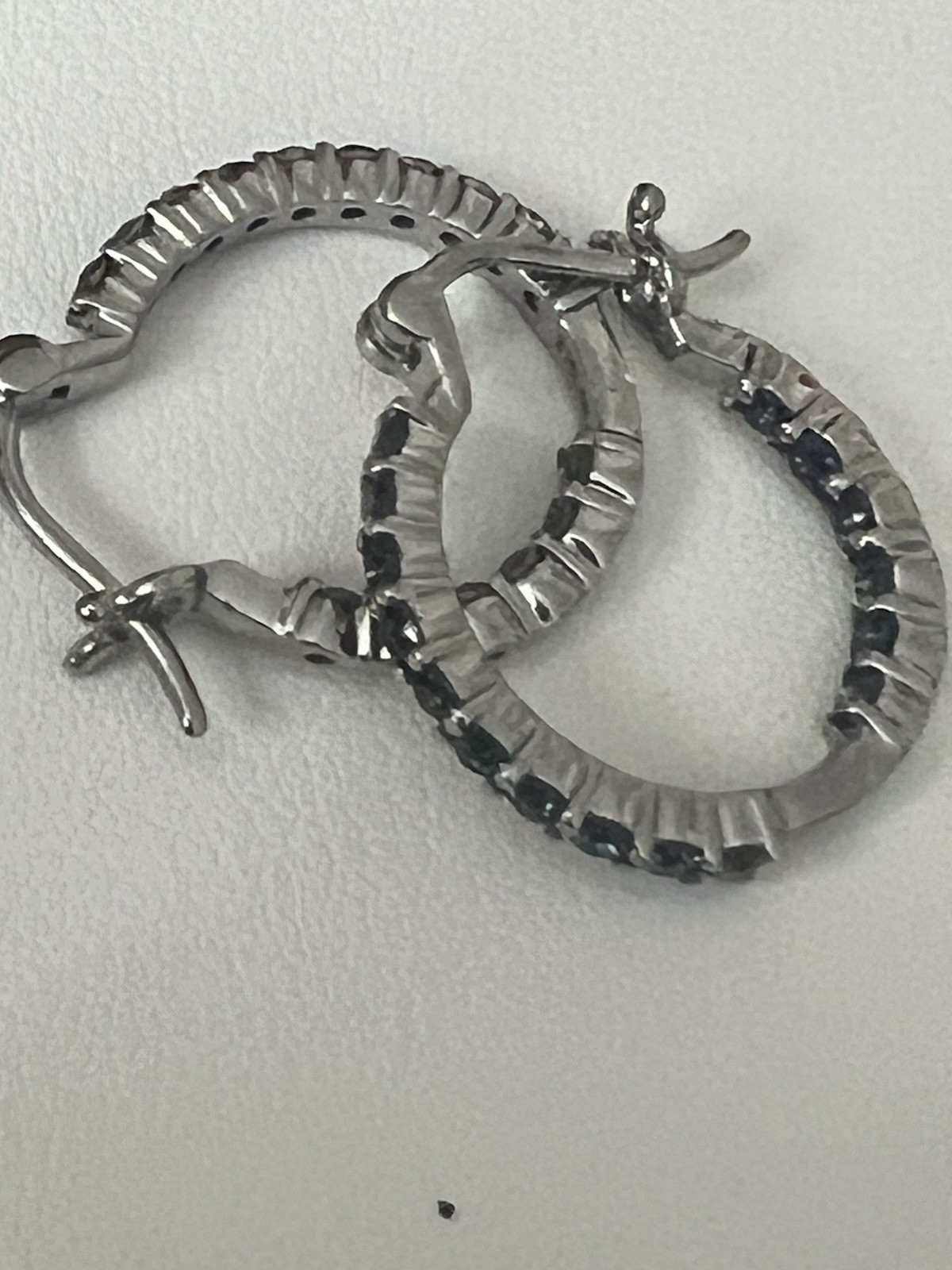 Stainless Steel And Swarovski Montana Blue Crystal Hoops NWT Everyday Wear