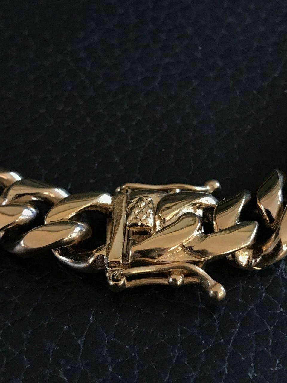 12mm Mens Cuban Miami Link Chain 14k Gold Plated Stainless Steel 200 Grams HEAVY