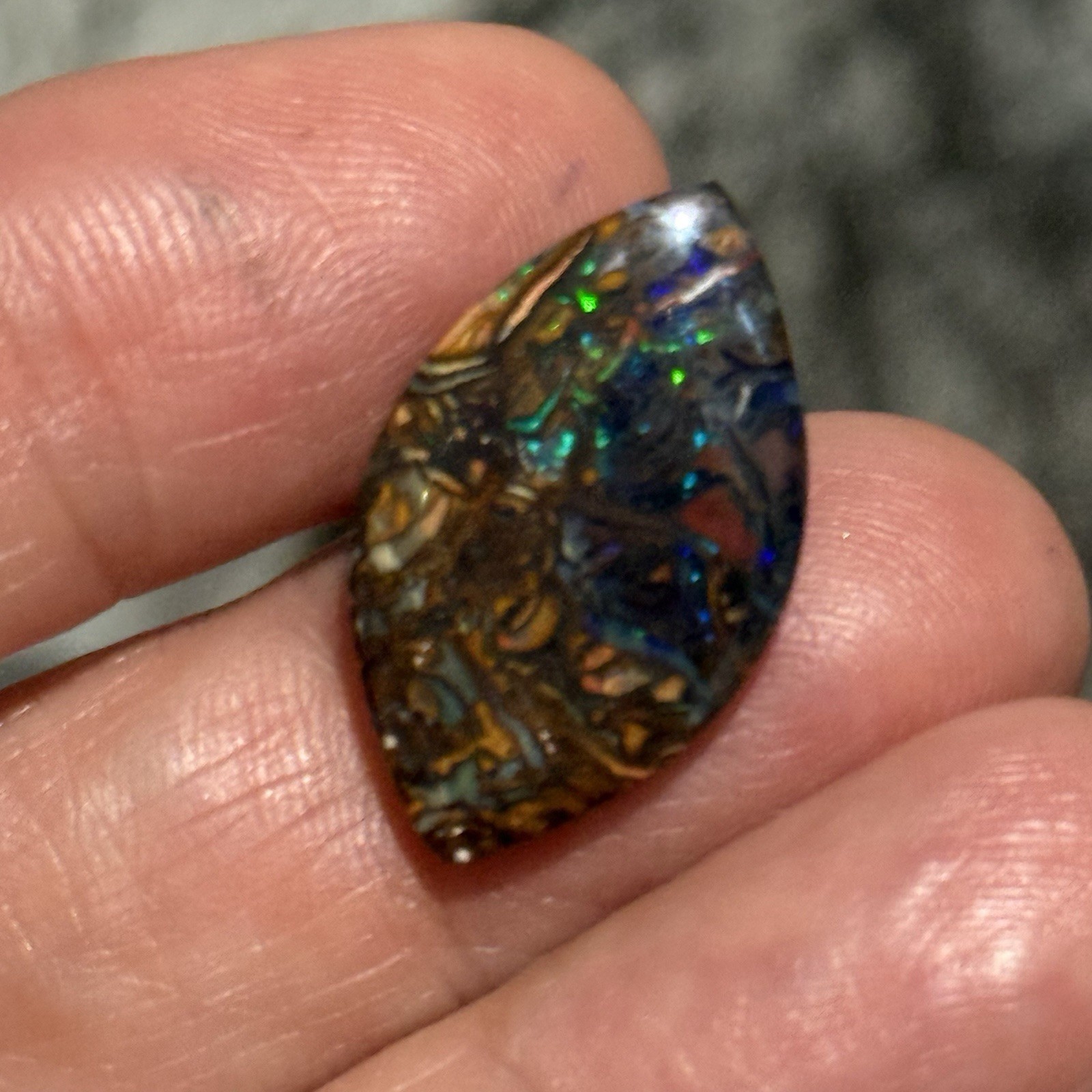 8.05ct 24×14.6×2.7mm Finely Polished Australian Koroit Boulder Opal Cabochon