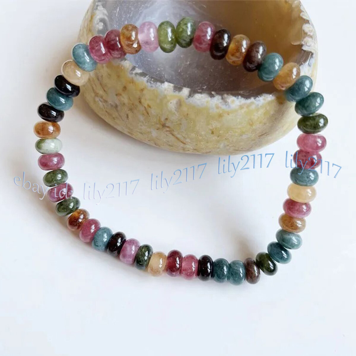 Natural Colorful Tourmaline Rondelle Gems Beads Necklace Bracelet Earrings Set