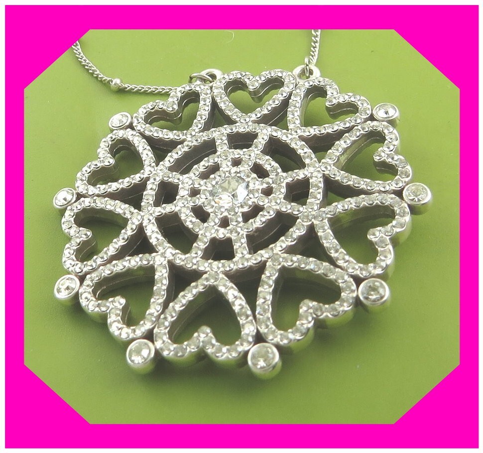 BRIGHTON ILLUMINA ENDLESS HEART Crystal Silver NECKLACE NWtag $178 75%