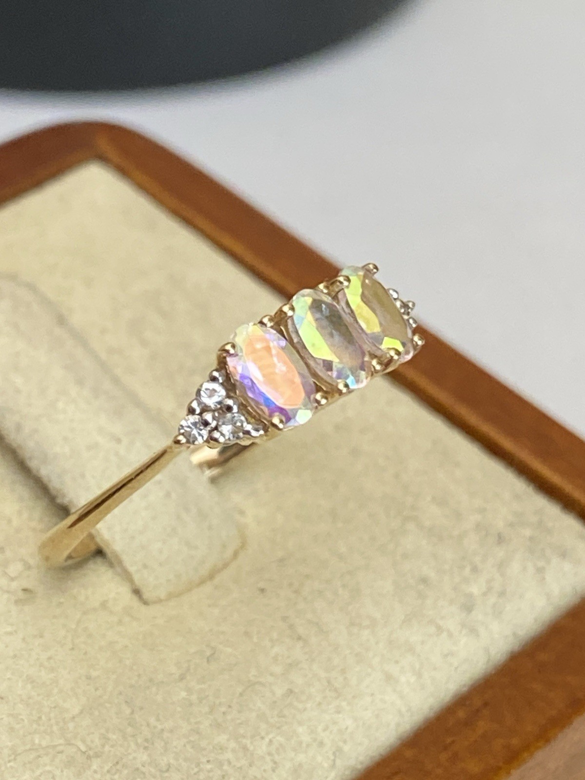 9 Carat Yellow Gold Mystic And White Topaz Ring Size N