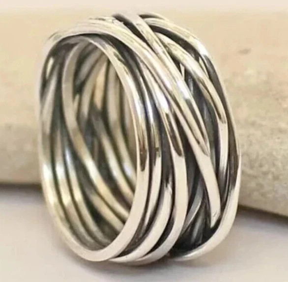 Solid 925 Sterling Silver Multi Layer Band Ring Boho Ring Handmade Ring All Size