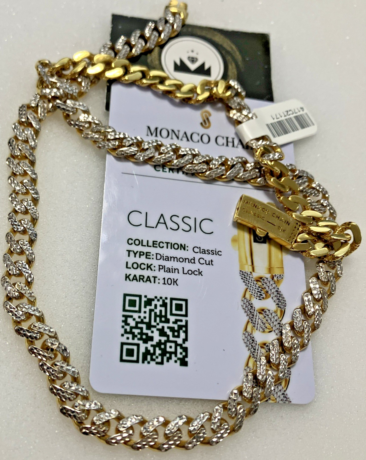 10kt Real Gold Cuban Chain 17.16Grams 7.5mm 20” Monaco Brand w/ Certificate Card