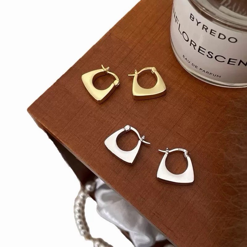 925 Silver Trapezoid Hoop Earrings Minimalist Geometric Huggie Earrings 439