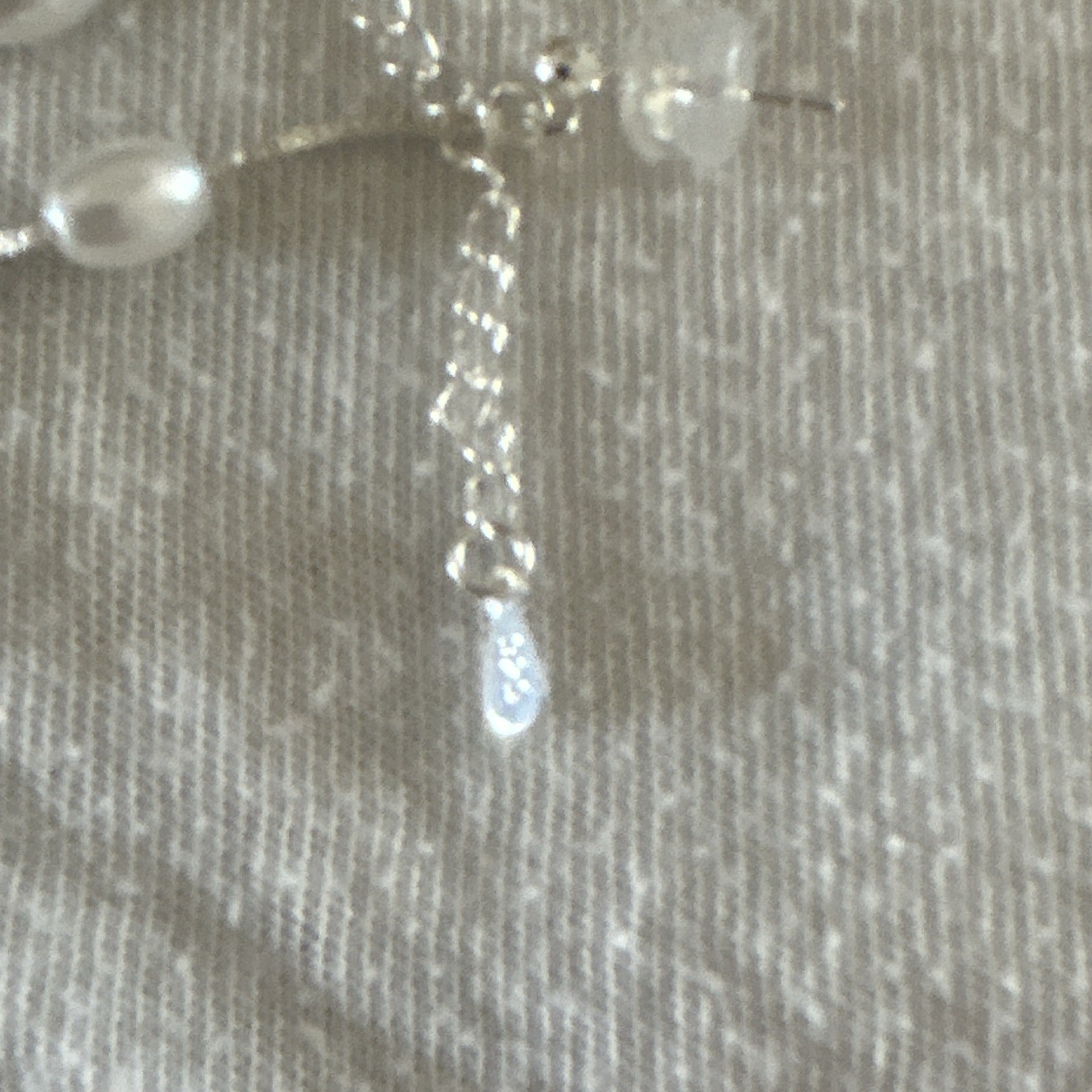 Pearl Lariat Necklace stamped 925 + earring Chain Adjustable Lobster Clasp 17”