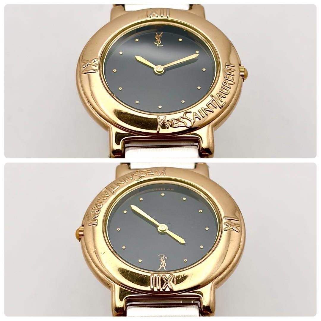Yves Saint Laurent Boys Quartz Watch Black Dial Gold Combination Japan 0713150