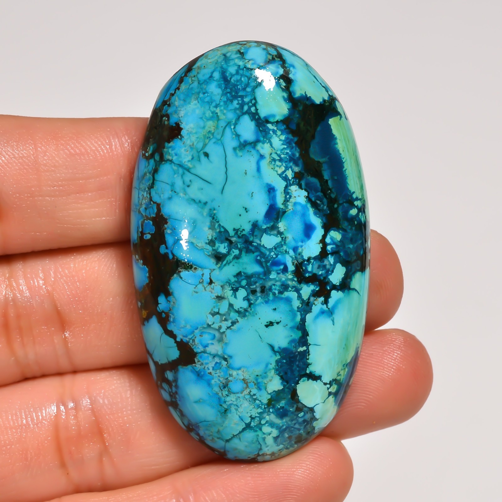117.90Ct Natural Handmade Designer Tibet Turquoise Oval Shape Cabochon 30x54x9MM