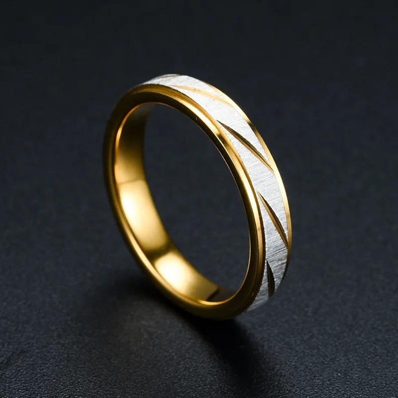 Men Women Rings Modern Stainless Steel Color Engagement Ring Wedding