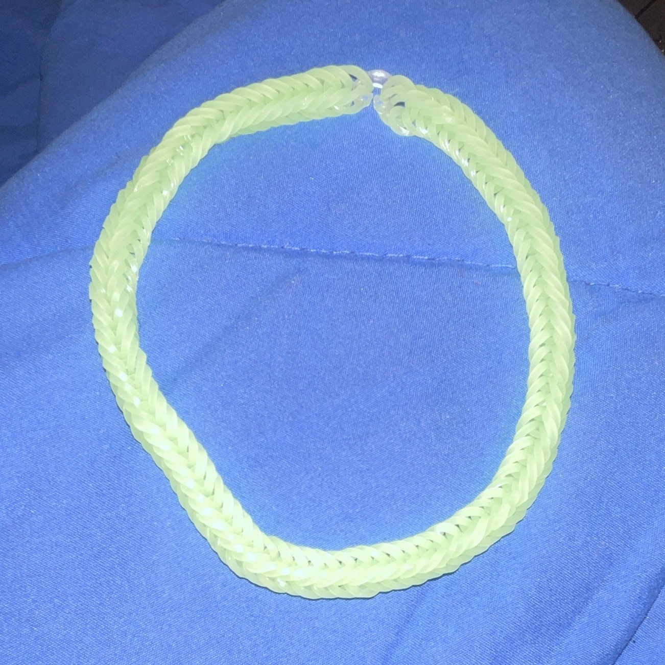 Green Braided Cord necklace with Clasp, Braided Chain Style, stretchy!