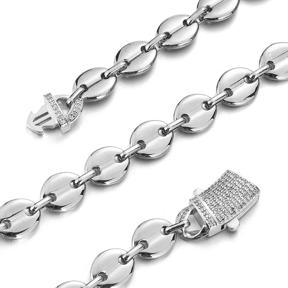 New Style 7/9/11mm Silver Stainless Steel Coffee Beads Chain Necklace for Men