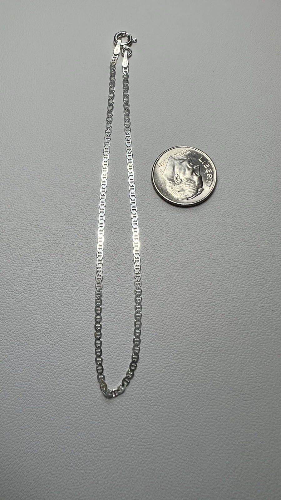 925 Sterling Silver Marine Link Chain Bracelet Spring Ring Clasp No Stone 8”