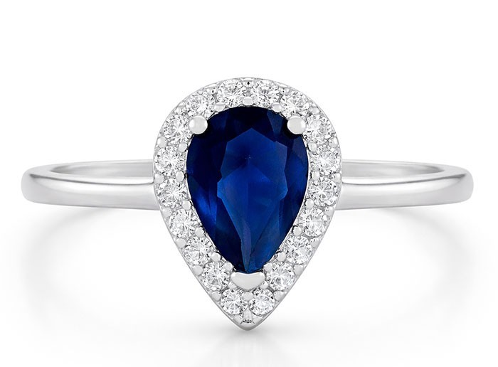 GENUINE 1.03 Cts BLUE & WHITE SAPPHIRE RING .925 STERLING SILVER – New With Tag