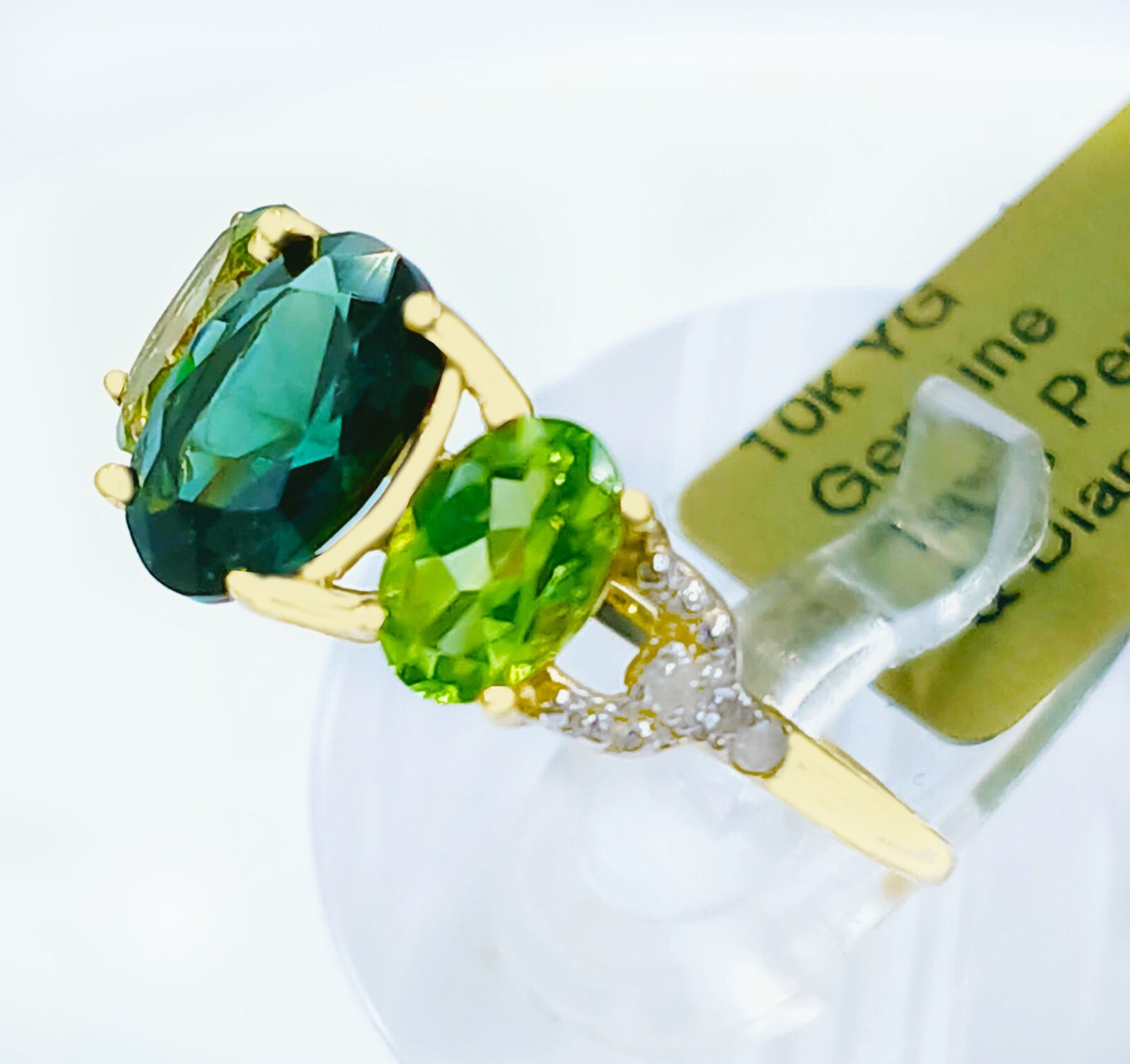 GENUINE 1.93 Cts TSAVORITE,PERIDOT & DIAMOND RING 10K SOLID GOLD -Free Appraisal
