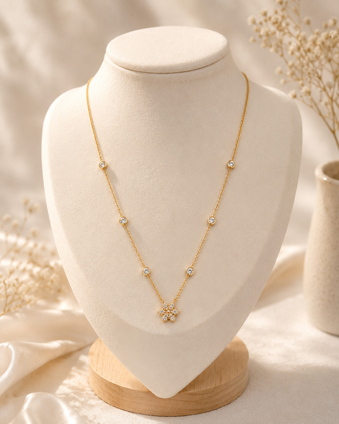 Anti Tarnish Golden Star Pendant Necklace | Adjustable Chain
