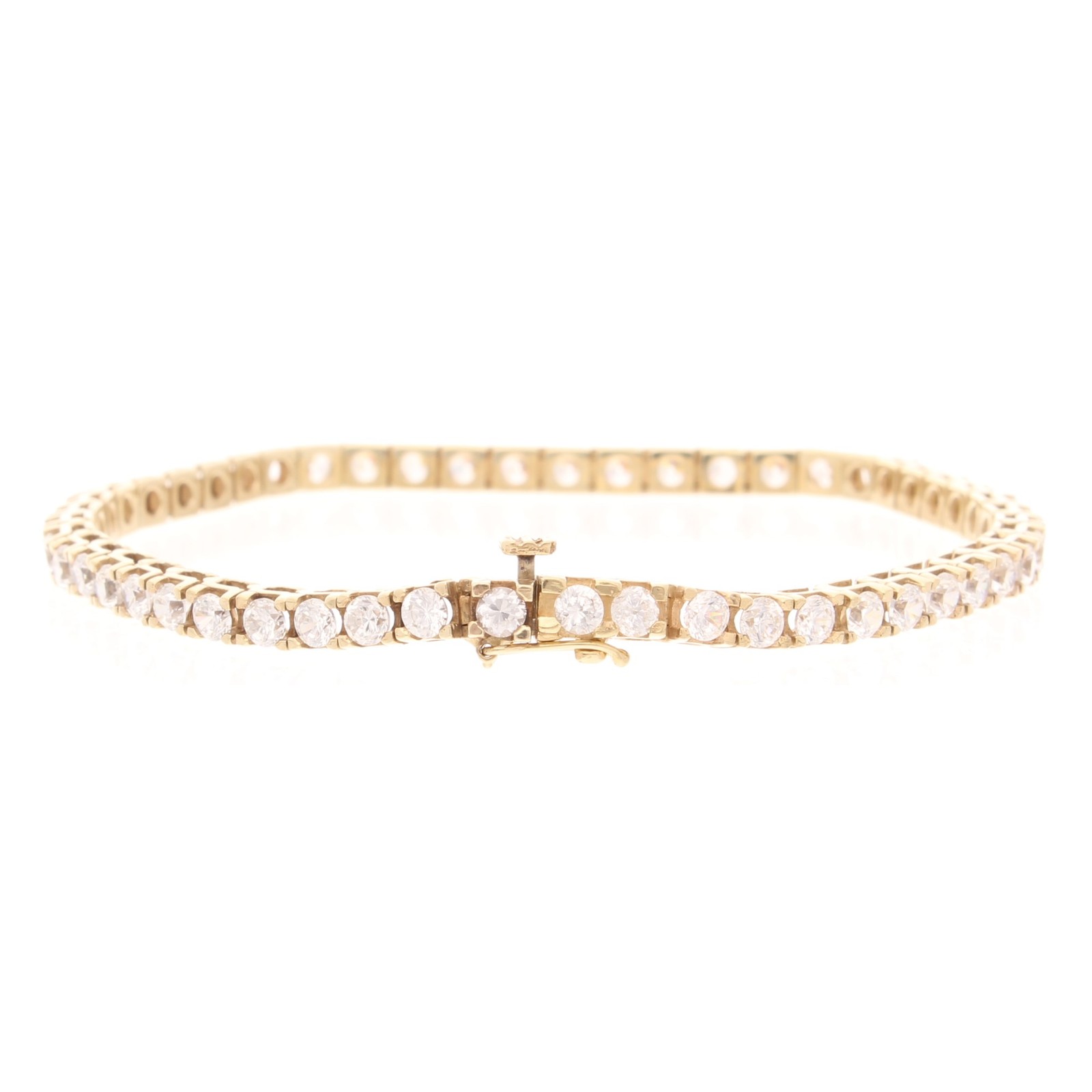 9Carat Yellow Gold 7.75″ Simulated Diamond Tennis Bracelet (3.5mm Wide)