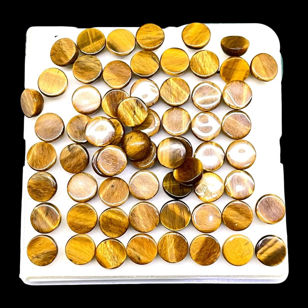 42 Pcs Natural Tiger Eye 10mm Round Cabochon Wholesale Loose Gemstones Lot