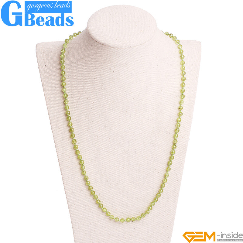 Pendant Round Green Peridot Beaded Necklace Gemstone Long 19-20″ Gift Charm