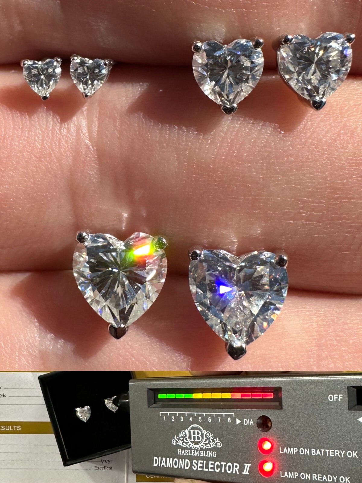 Real Moissanite Solitaire Stud Earrings Heart Shaped Fancy Cut 925 Silver 3-7mm