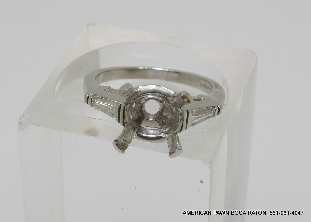 Platinum Tapered Baguette Diamond Engagement Ring Setting size 7 1/2