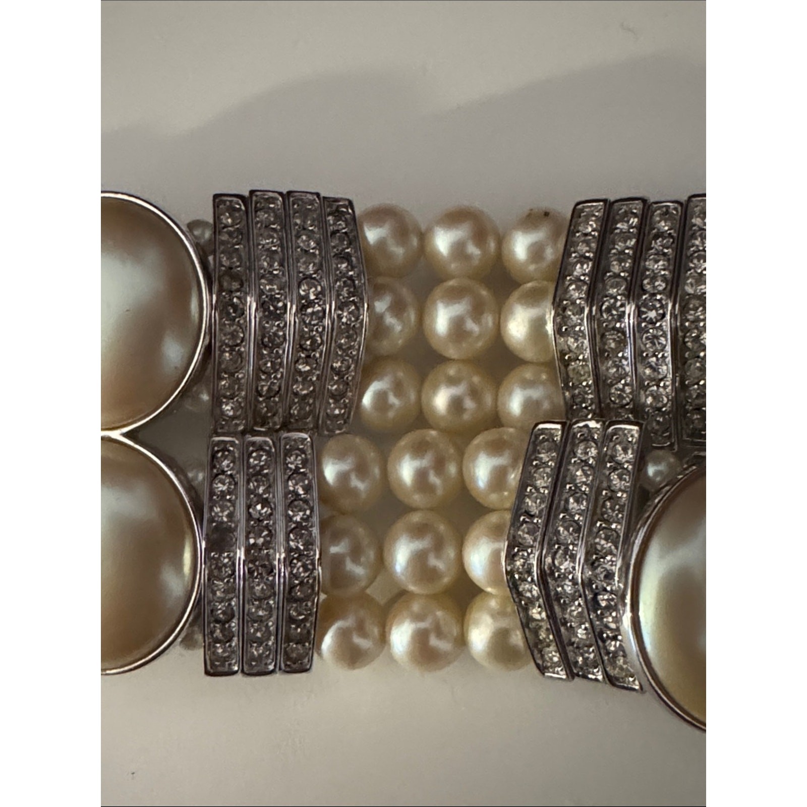 Vintage Yves Saint Laurent 027/500 Silver Faux Pearl Couture Statement Necklace