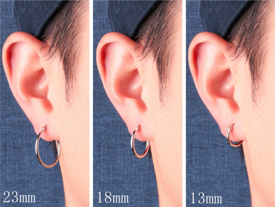 S925 Sterling Silver Men’s Women’s Round Pierced Hoop Earrings 23mm 18mm 13mm