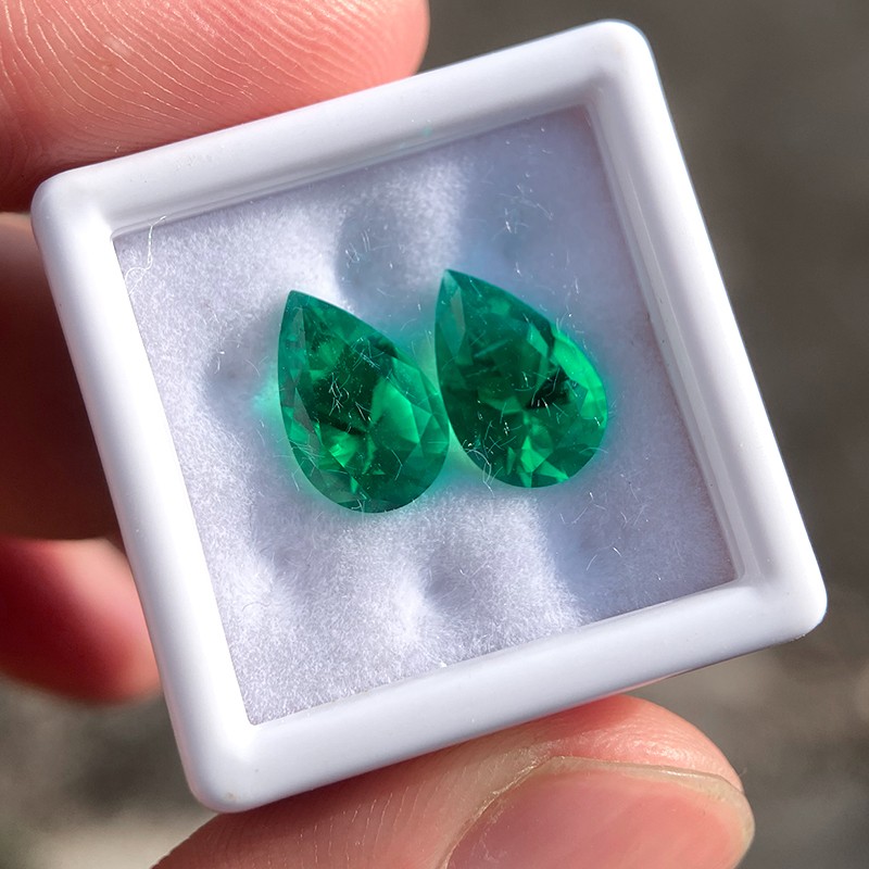 AGL Lab Grown Hydrothermal Pear Cut Lab Grown Colombia Emerald Loose Gemstones