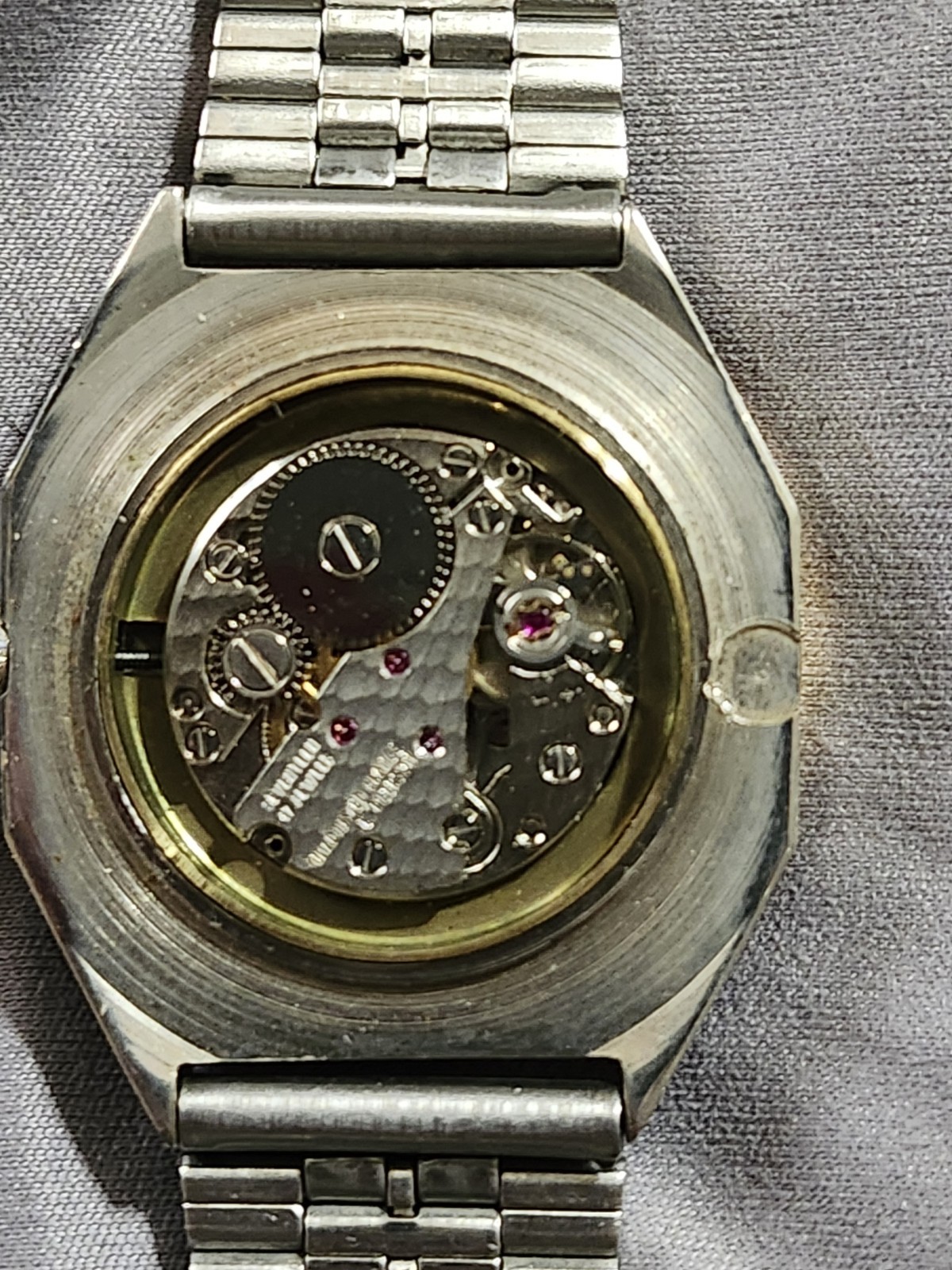 Emerich Meelson Mechanical Manual Wind Two-Tone SS Bracelet Silver Dial RUNNING