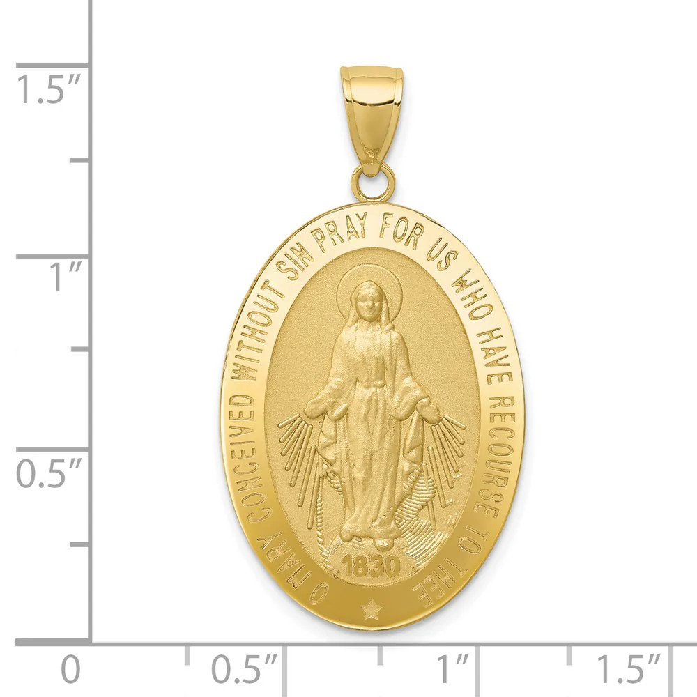 10K / 14K Yellow Gold Miraculous Medal Pendant