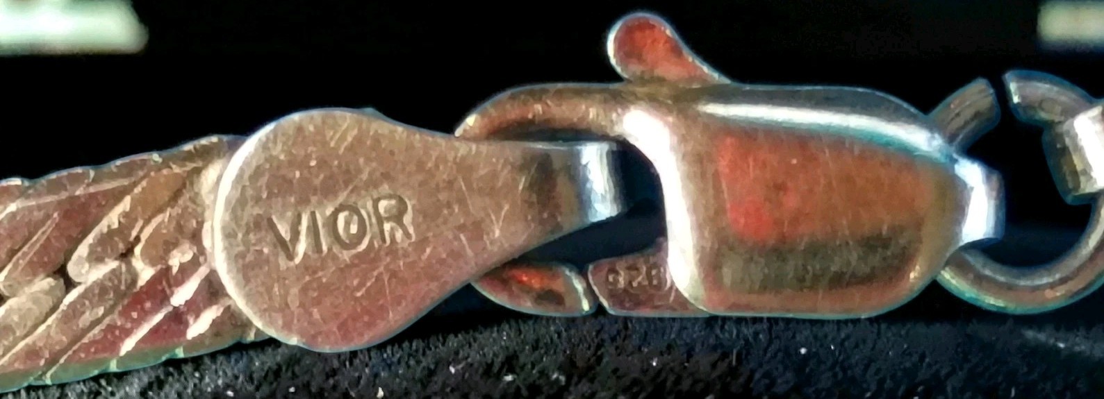 Vintage VIOR FGS Italy 925 Sterling Silver Gold Vermeil Herringbone Chain 18″