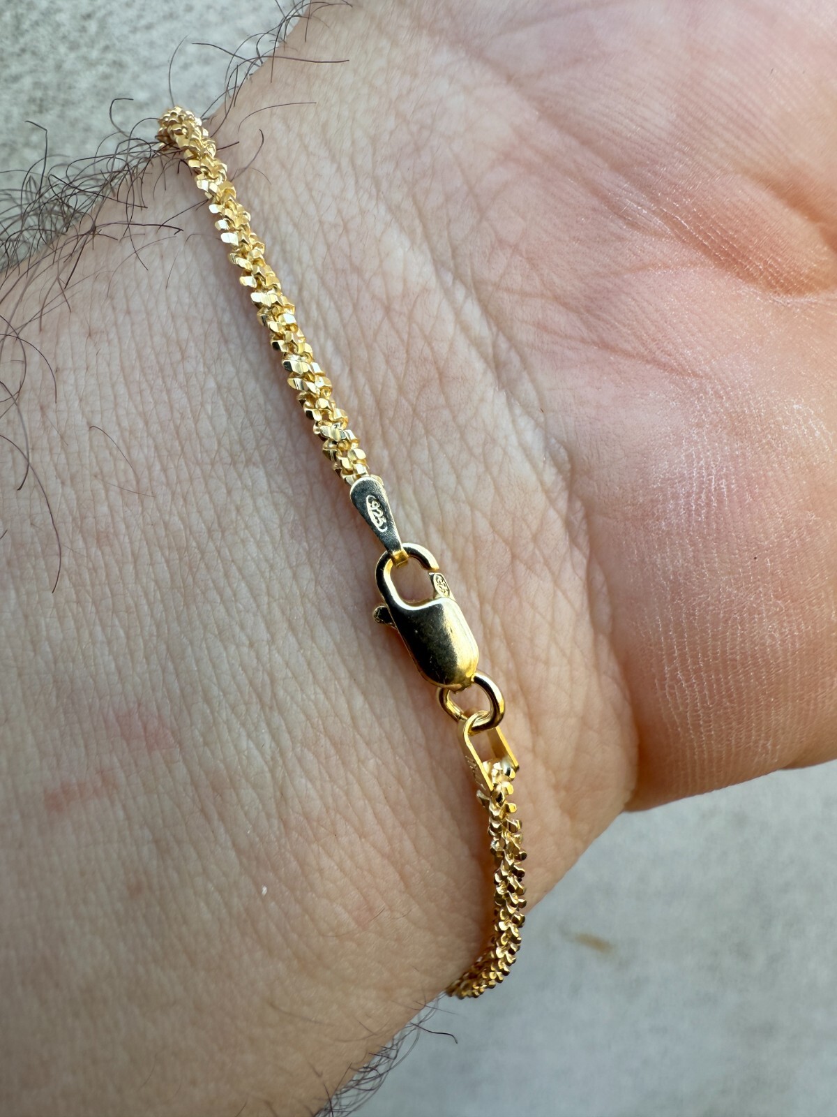 Real Solid 14k Gold Vermeil 925 Silver 3mm Sparkle Rope Bracelet 6-8.5″ Long