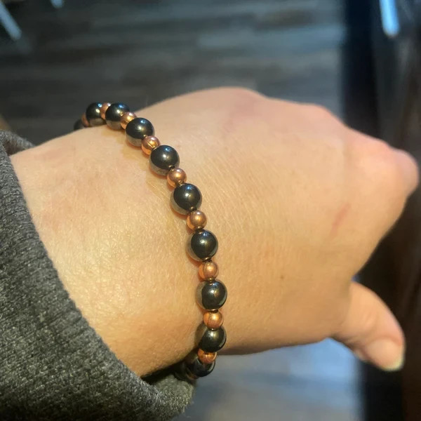 Genuine Copper Magnetic Hematite Stretch Bracelet Healing Protective Grounding