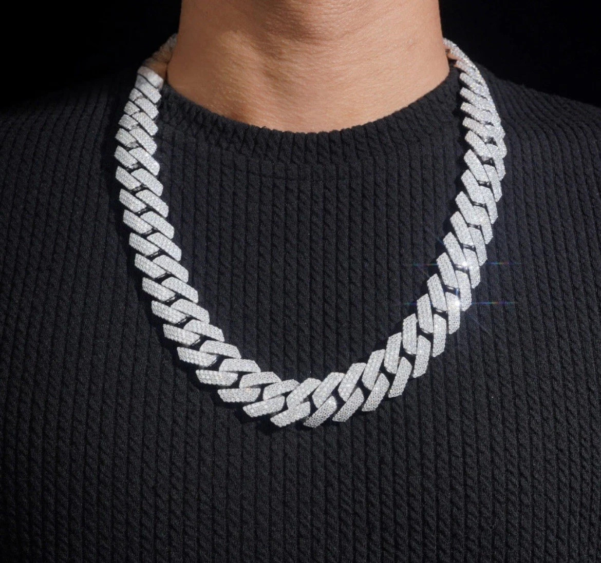 Moissanite 8 – 24″ inches Miami Cuban Chain 20mm Necklace Iced Out Silver Gold