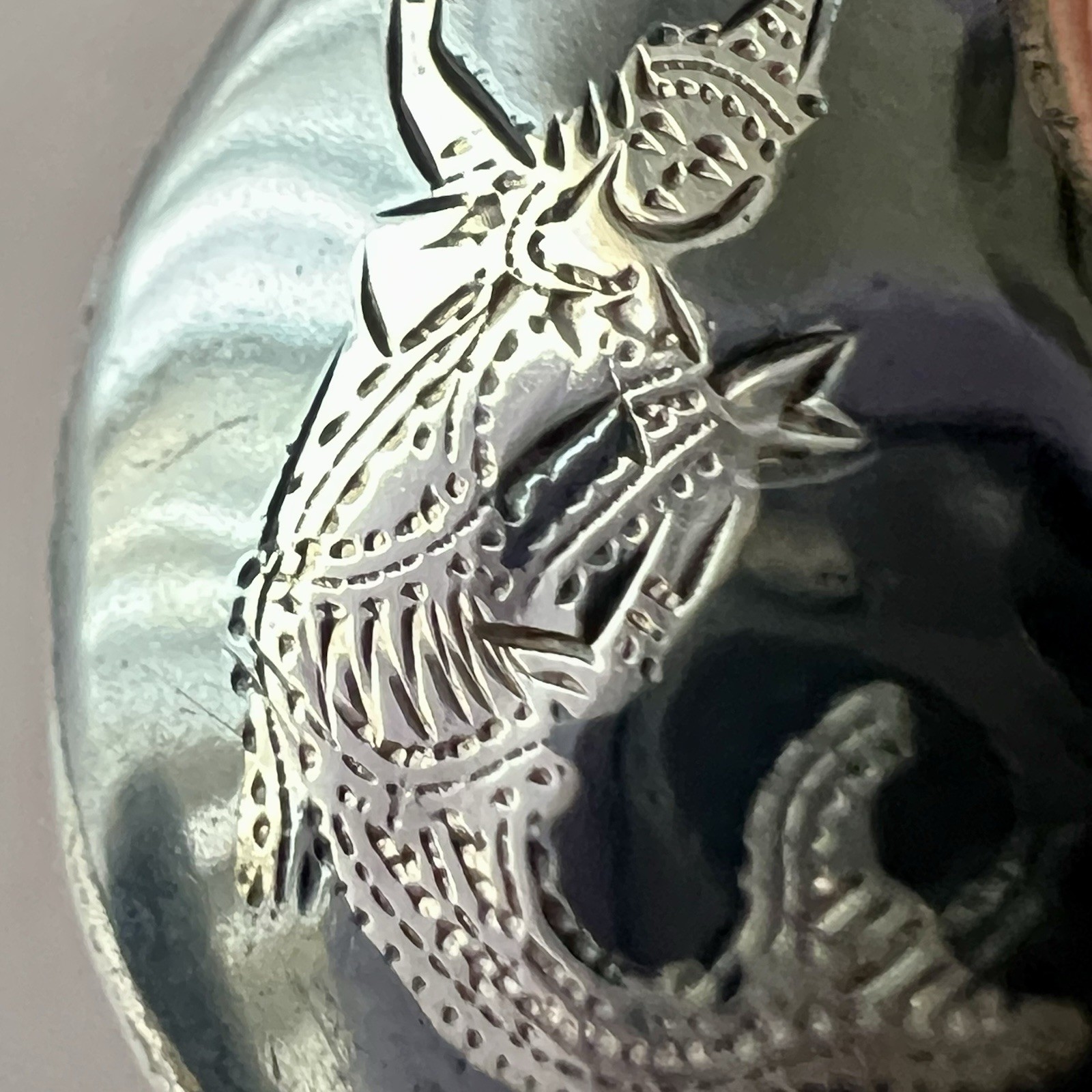 Vintage Siam 925 Sterling Silver Niello Mermaid/Deity Clip-On Earrings