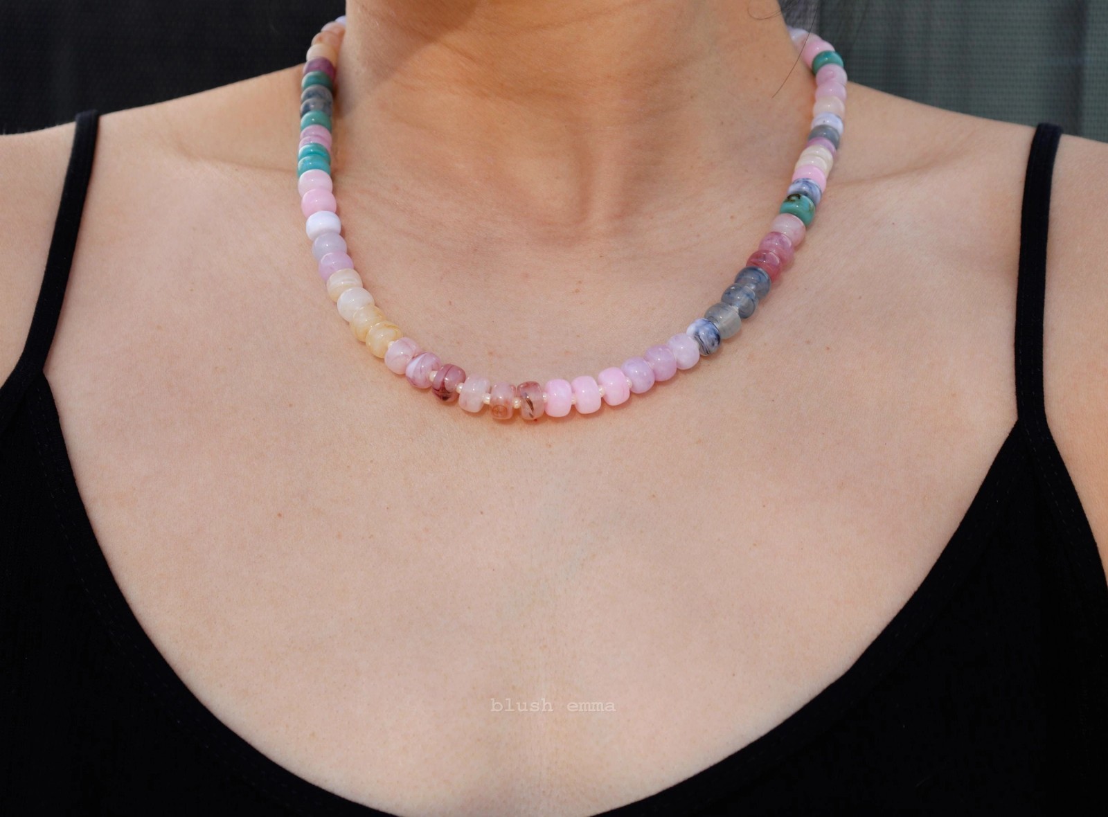 **Neutral Pastels Earth Tone Beaded Necklace Resin Candy Seed Dainty Gift Her**