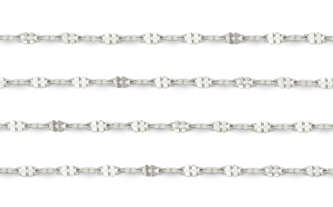 14K White Gold Cable Bracelet Anklet Diamond Cut Flat Link Mirror 1.7mm wide