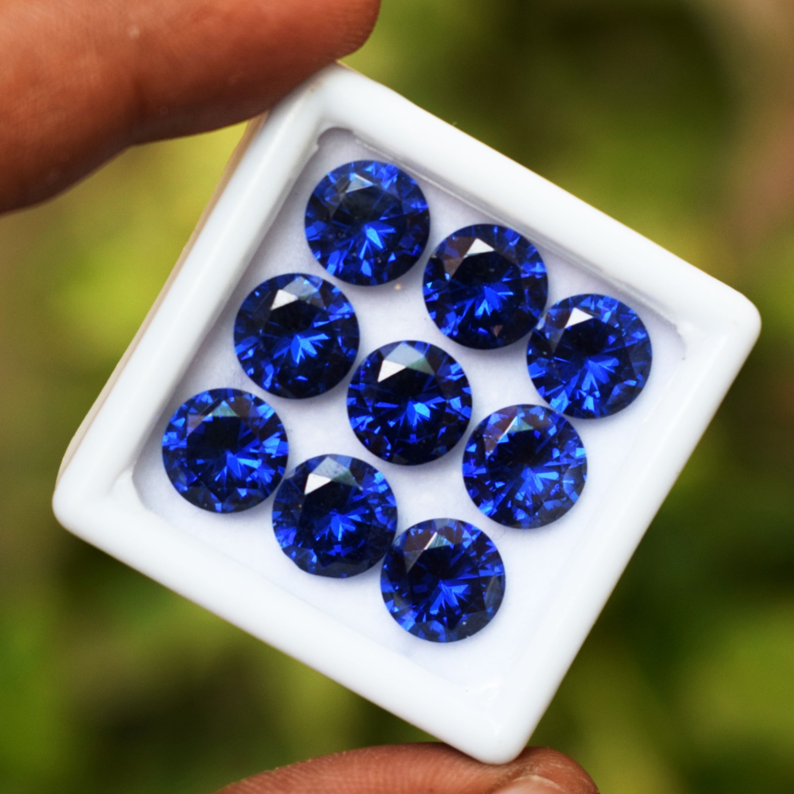 40 CT Flawless Royal Blue Sapphire Round Cut Certified Loose Gemstone 9 Pcs Lot