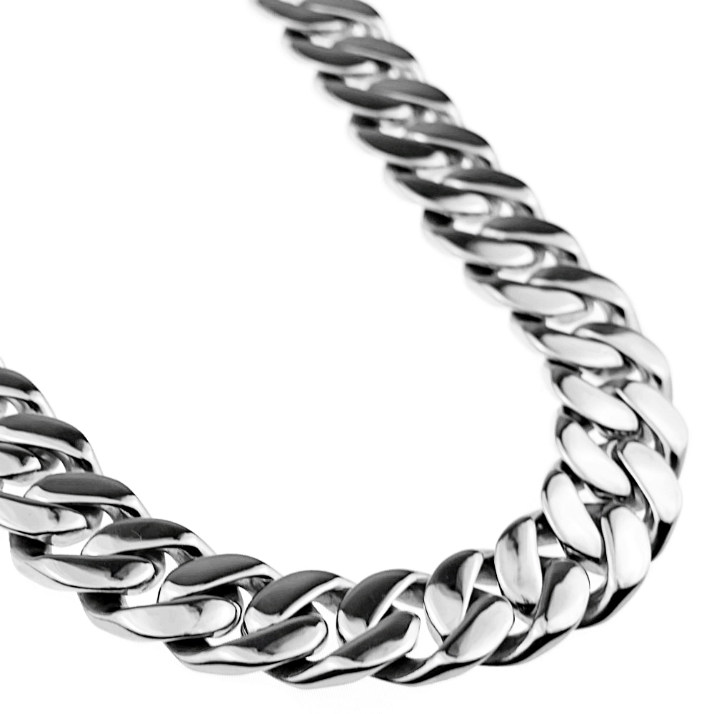 Mens Huge Cuban Link Chain 316L Stainless Steel Silver Necklace 25MM Thick 28″
